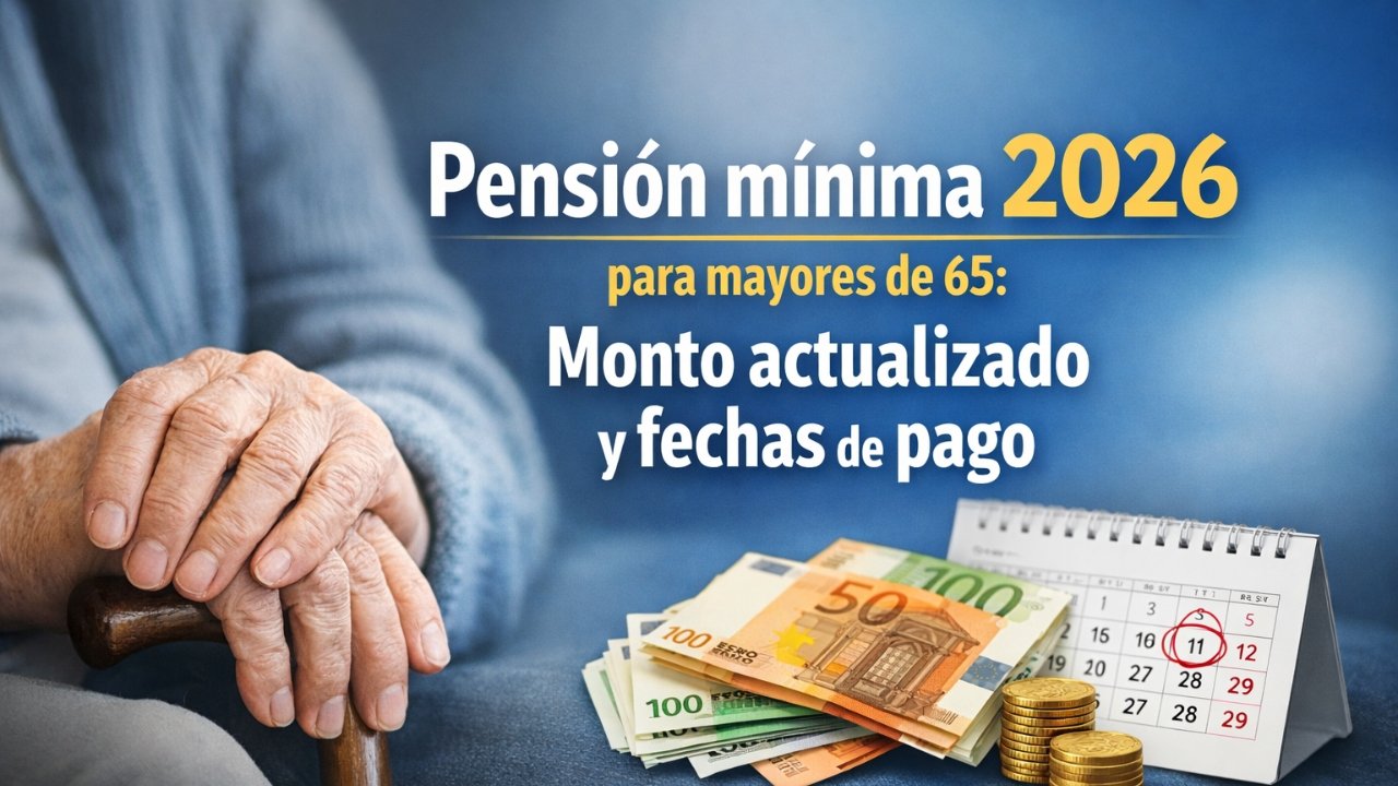Pensión mínima 2026 para mayores de 65: monto actualizado y fechas de pago
